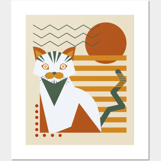Geometric Cat Abstract Shapes Wall Art by Bruno Pires